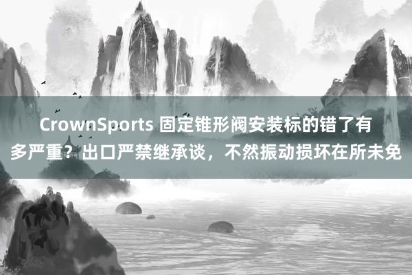 CrownSports 固定锥形阀安装标的错了有多严重？出口严禁继承谈，不然振动损坏在所未免