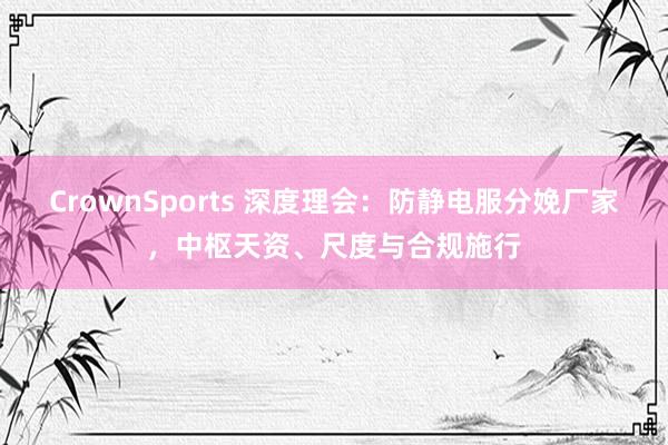 CrownSports 深度理会：防静电服分娩厂家，中枢天资、尺度与合规施行