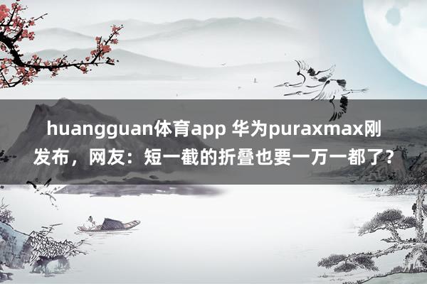 huangguan体育app 华为puraxmax刚发布，网友：短一截的折叠也要一万一都了？