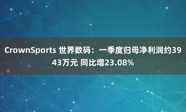 CrownSports 世界数码：一季度归母净利润约3943万元 同比增23.08%